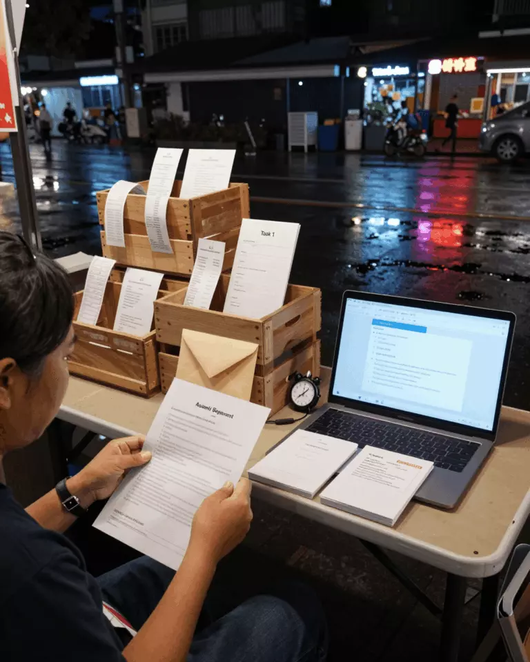a Thai woman in her late 20s preparing online for คู่มือหลักสูตรงานเขียน IELTS 1: รายงานทางวิชาการและจดหมายทั่วไป