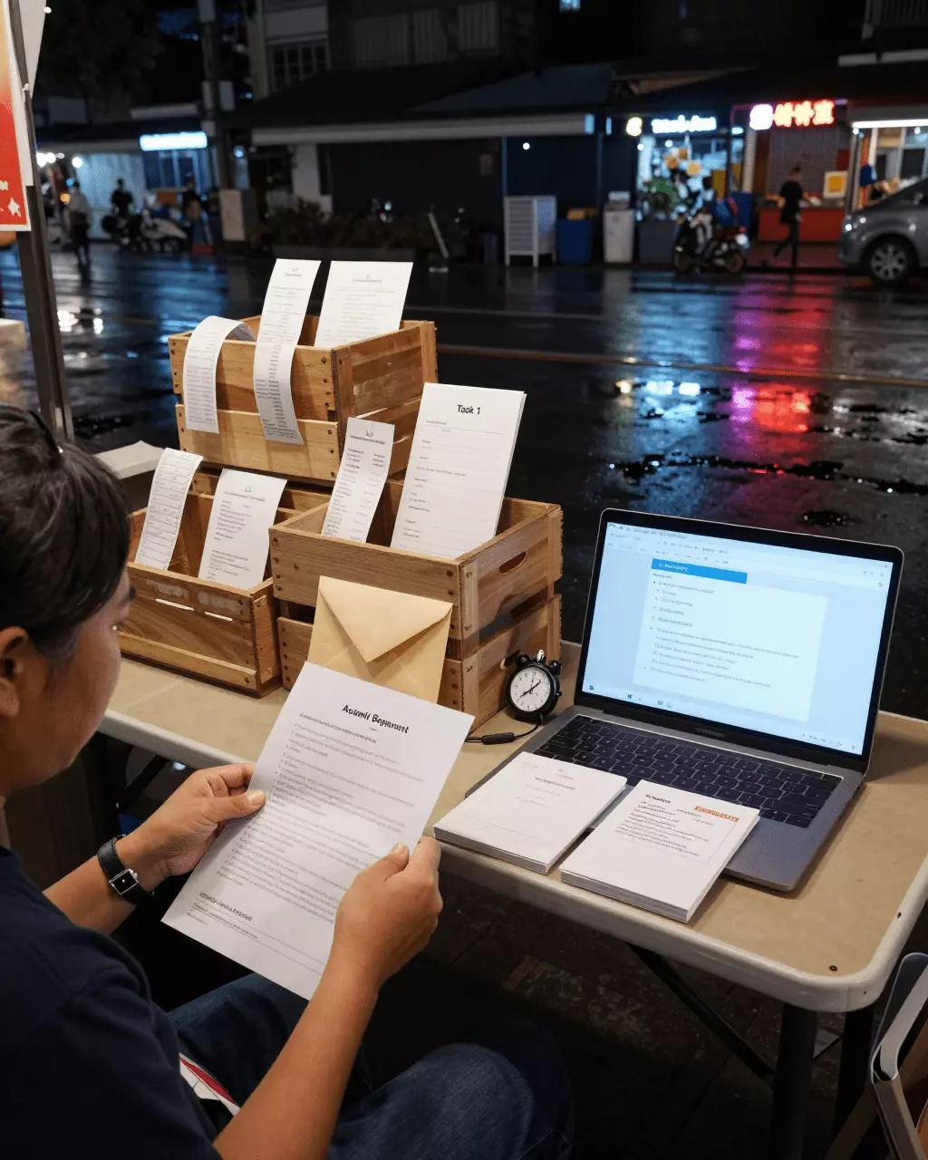 a Thai woman in her late 20s preparing online for คู่มือหลักสูตรงานเขียน IELTS 1: รายงานทางวิชาการและจดหมายทั่วไป