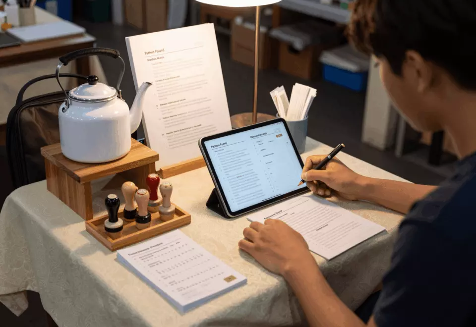 a Thai woman in her late 20s choosing the next IELTS prep step online