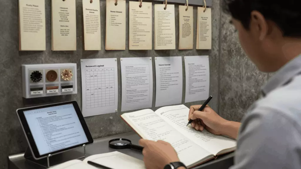 a Thai woman in her late 20s working through วางแผน
