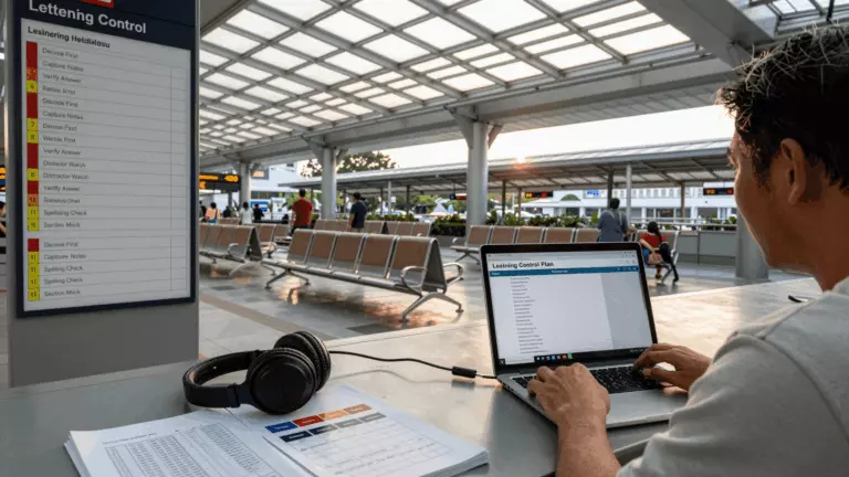 a Thai woman in her late 20s preparing online for แผนการฝึกฝนการฟัง IELTS: วิธีฝึกฝนเพื่อความแม่นยำและความเร็ว