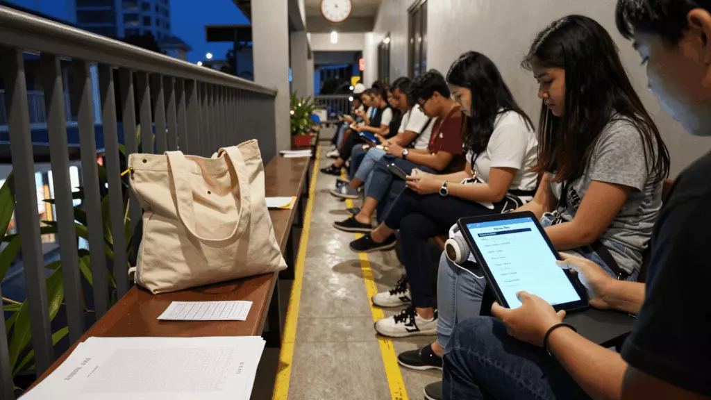 a Thai woman in her late 20s working through จำลอง