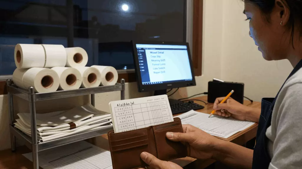 a Thai woman in her late 20s reviewing an IELTS online course workflow