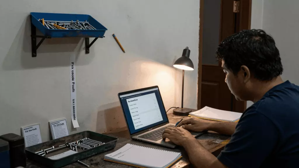 a Thai woman in her late 20s working through แก้ไข