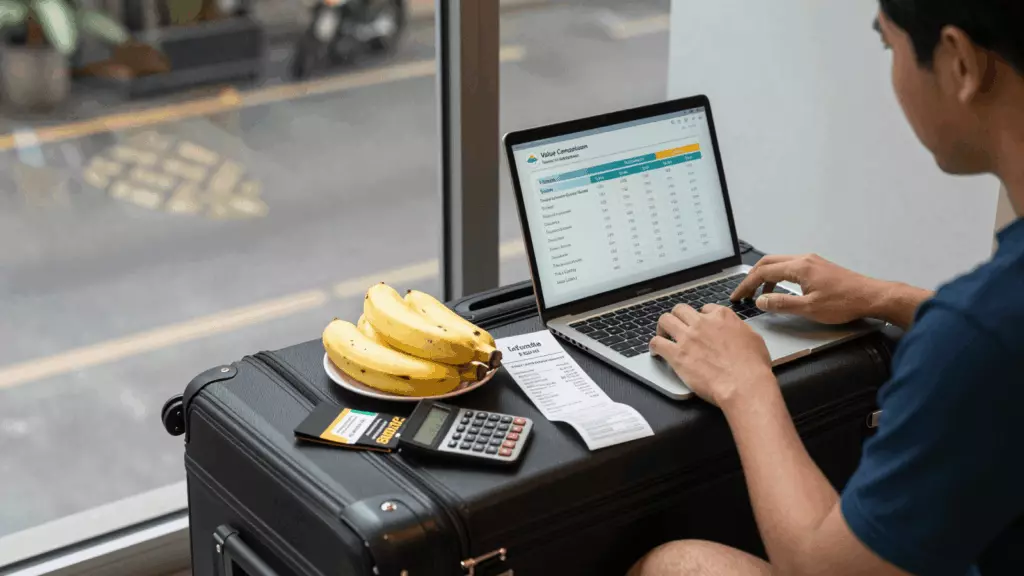 a Thai woman in her late 20s working through เปรียบเทียบ