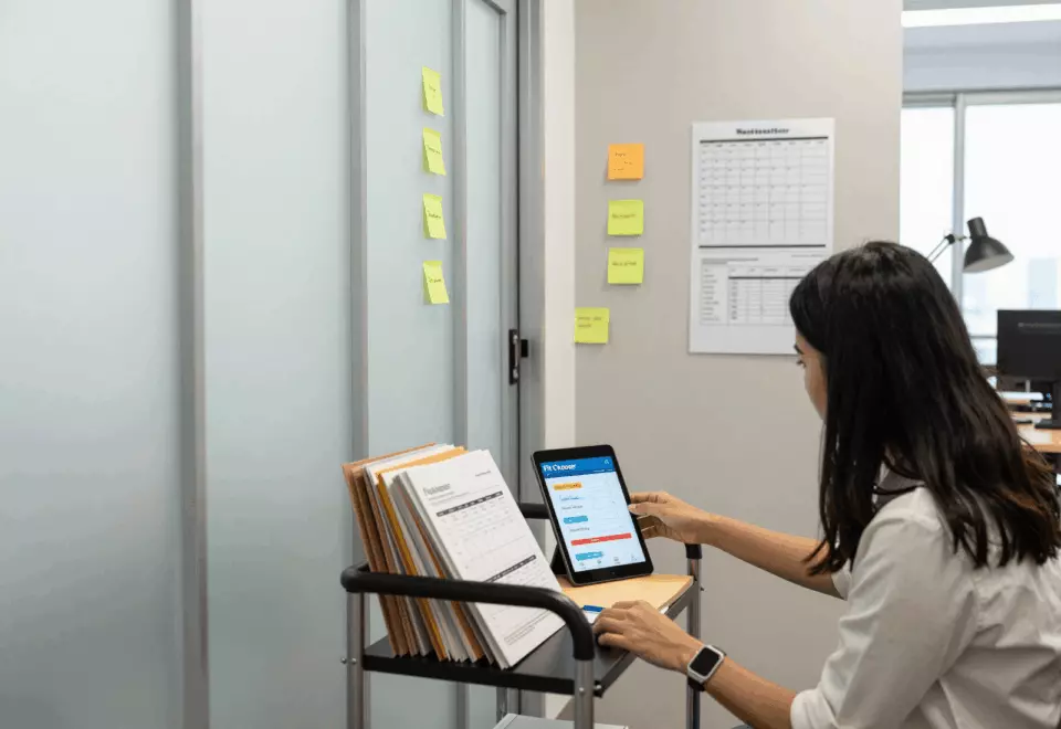 a Thai woman in her late 20s choosing the next IELTS prep step online