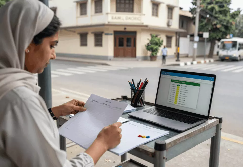a Pakistani man in his late 20s choosing the next IELTS prep step online