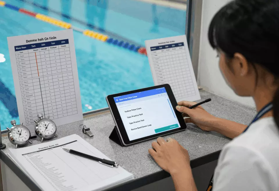 a Vietnamese woman in her late 20s choosing the next IELTS prep step online