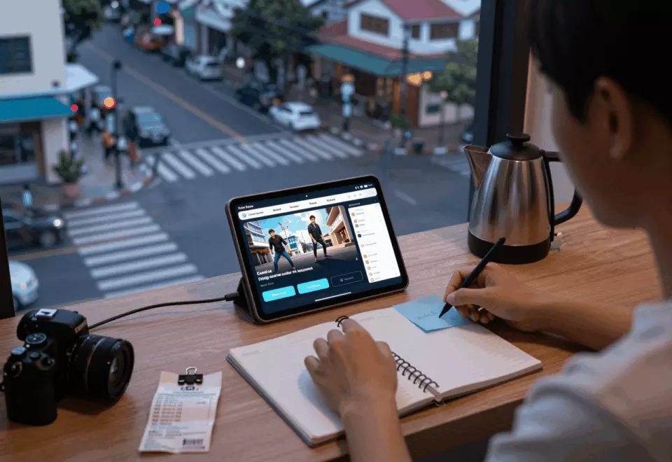 a Vietnamese woman in her late 20s choosing the next IELTS prep step online