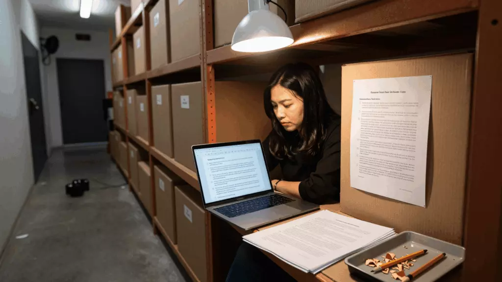 a Vietnamese woman in her late 20s working through Sửa đổi