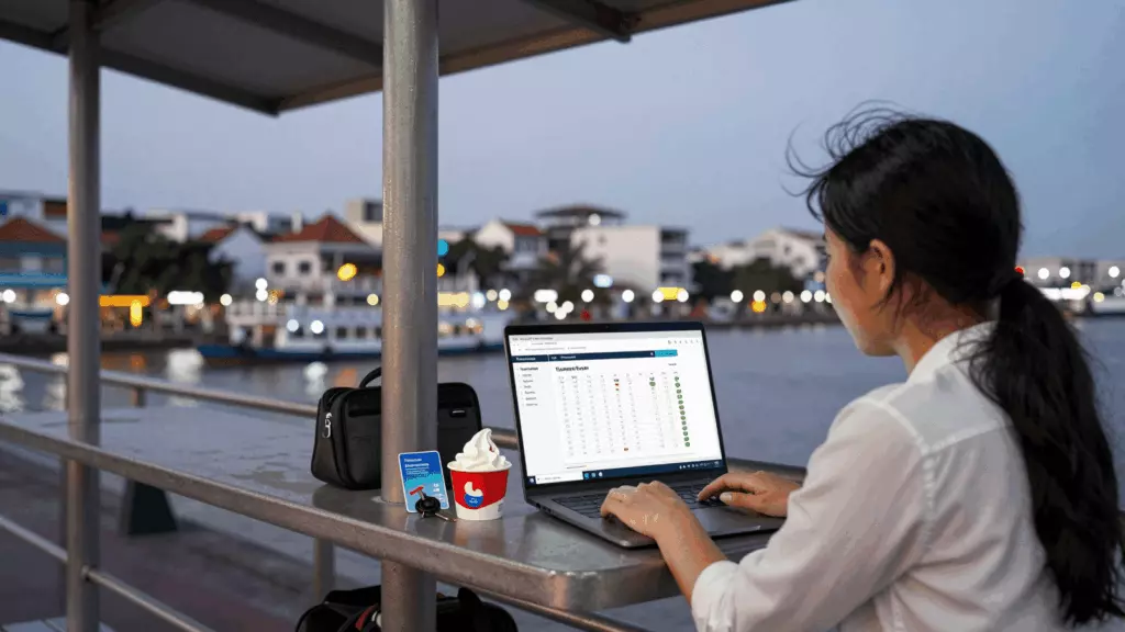 a Vietnamese woman in her late 20s working through Quyết định