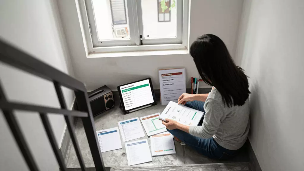 a Vietnamese woman in her late 20s working through Chọn