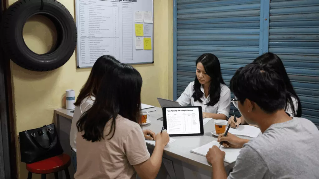 a Vietnamese woman in her late 20s working through Lên kế hoạch