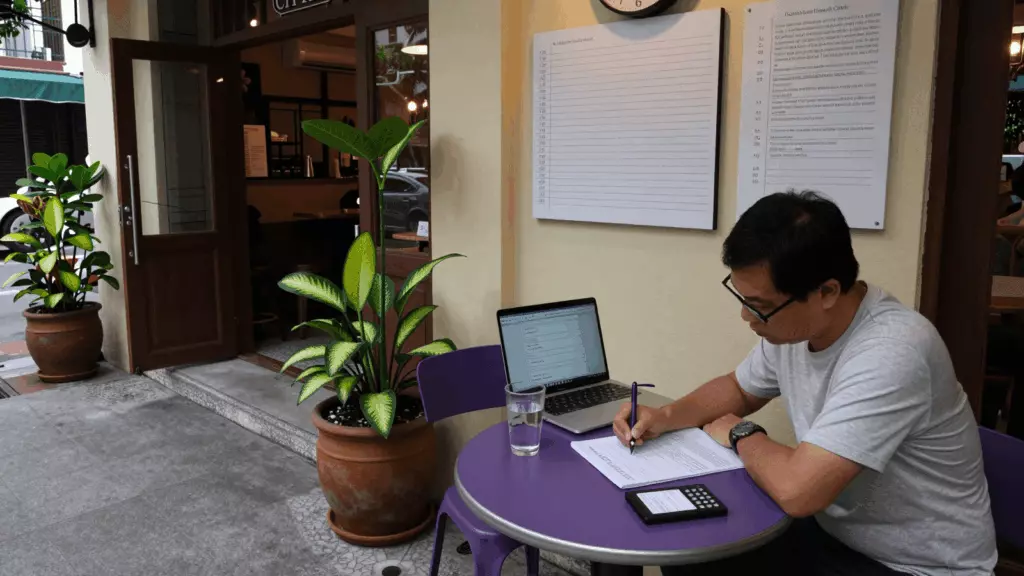 a Vietnamese woman in her late 20s working through Dự thảo