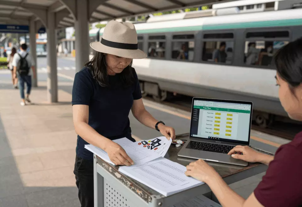 a Vietnamese woman in her late 20s choosing the next IELTS prep step online