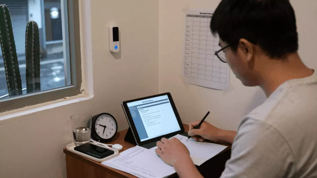 a Vietnamese woman in her late 20s working through Mô phỏng