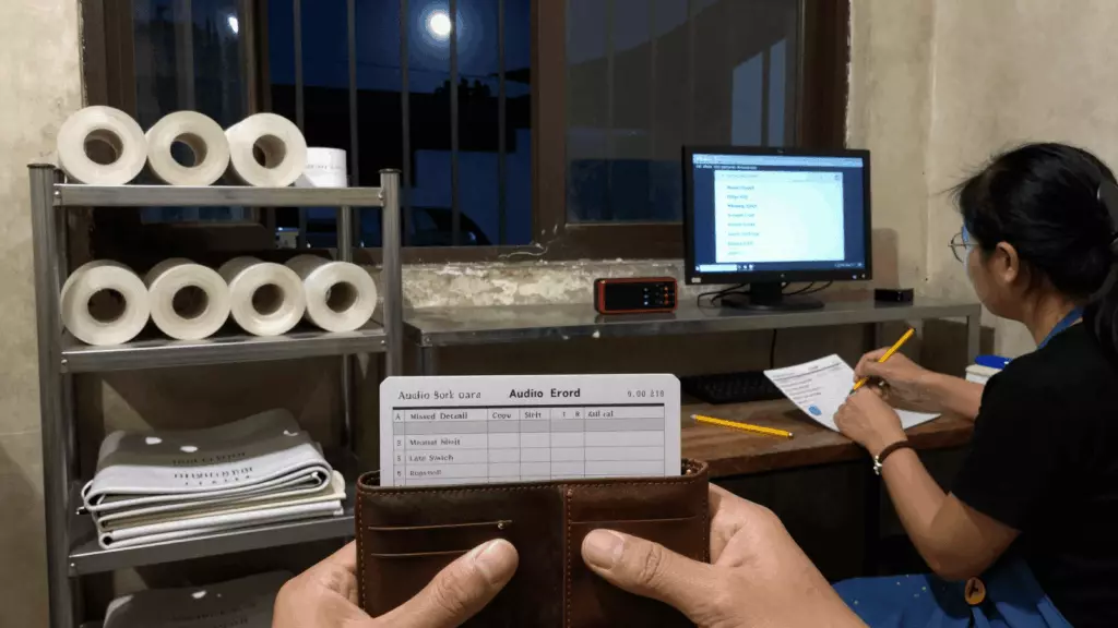 a Vietnamese woman in her late 20s reviewing an IELTS online course workflow