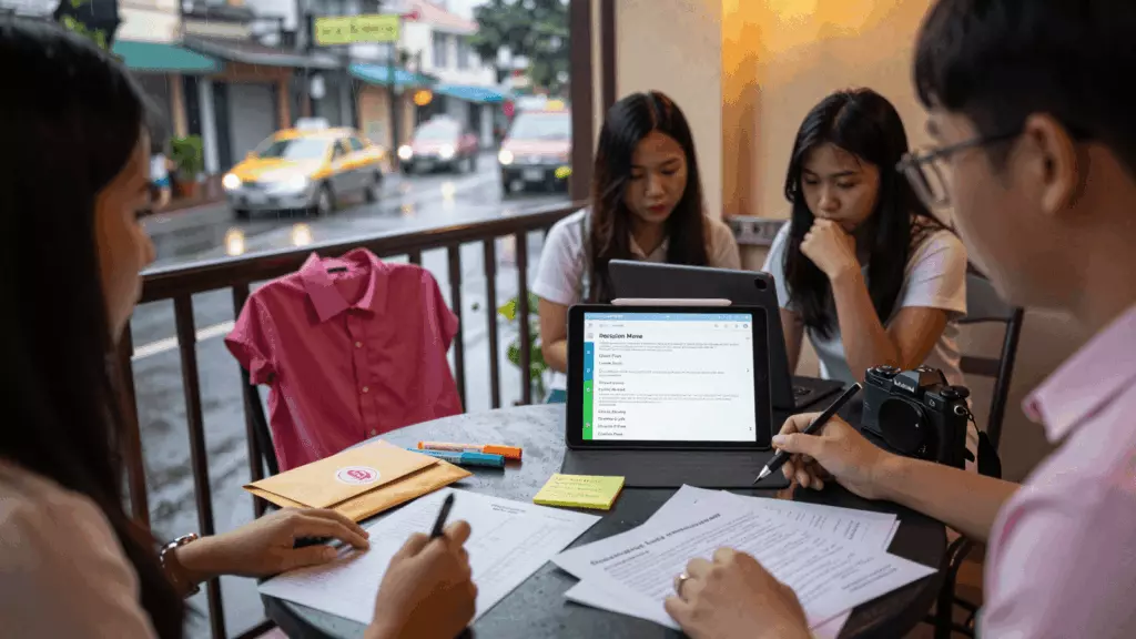 a Vietnamese woman in her late 20s working through Quyết định