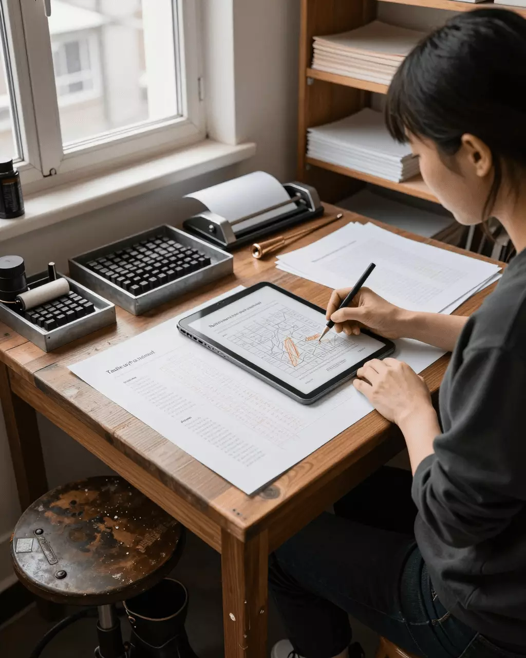a Chinese woman in her late 20s preparing online for 雅思写作课程:任务 1、任务 2、分数和作文技巧