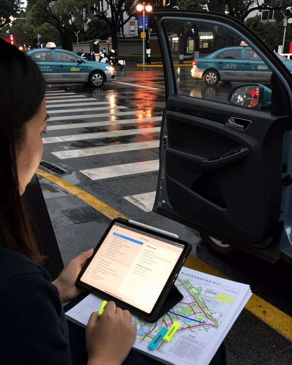 a Chinese woman in her late 20s preparing online for 针对大学和出国留学目标的雅思学术准备课程