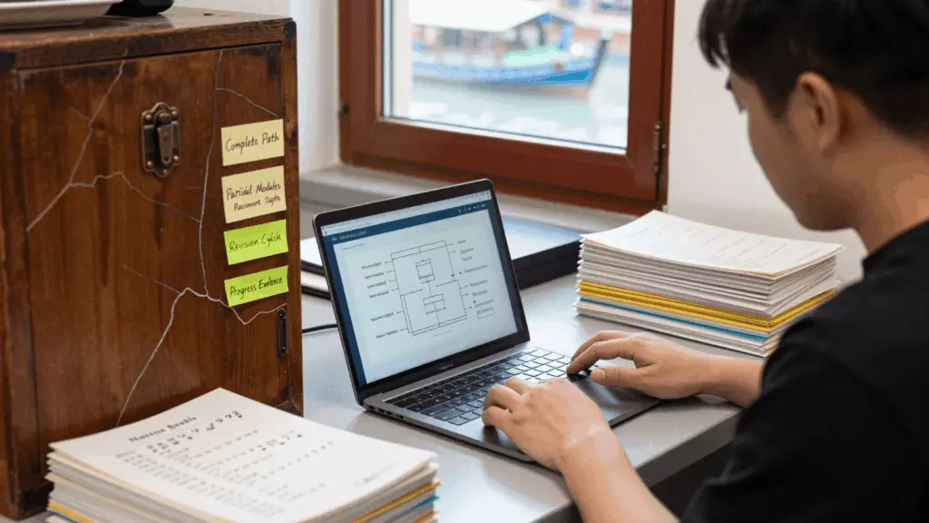 a Chinese woman in her late 20s working through 比较