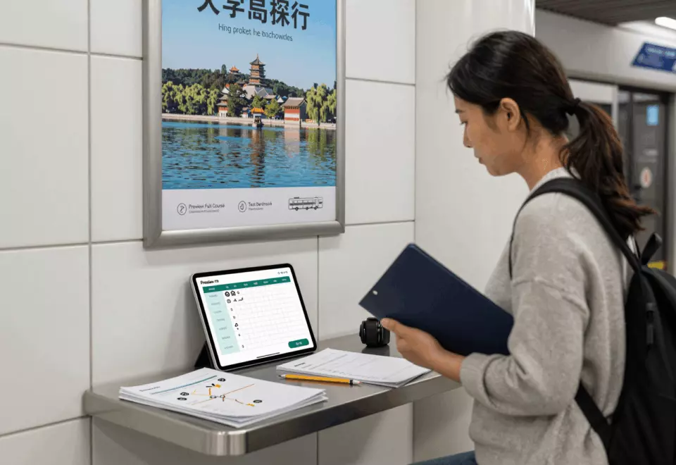 a Chinese woman in her late 20s choosing the next IELTS prep step online