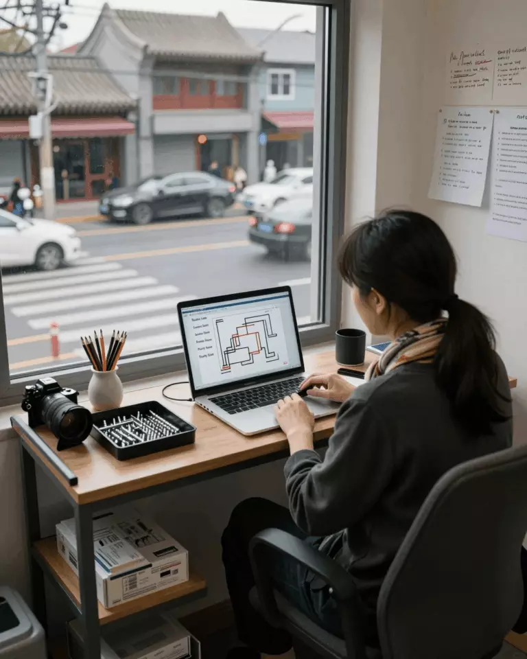 a Chinese woman in her late 20s preparing online for 如何通过课程、练习和写作复习来提高您的雅思成绩