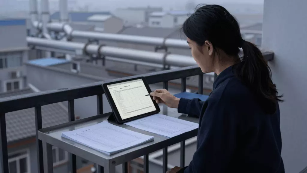a Chinese woman in her late 20s working through 稳定