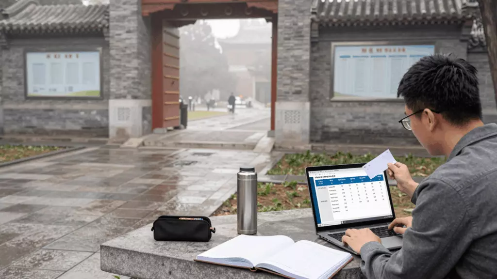 a Chinese woman in her late 20s working through 准备