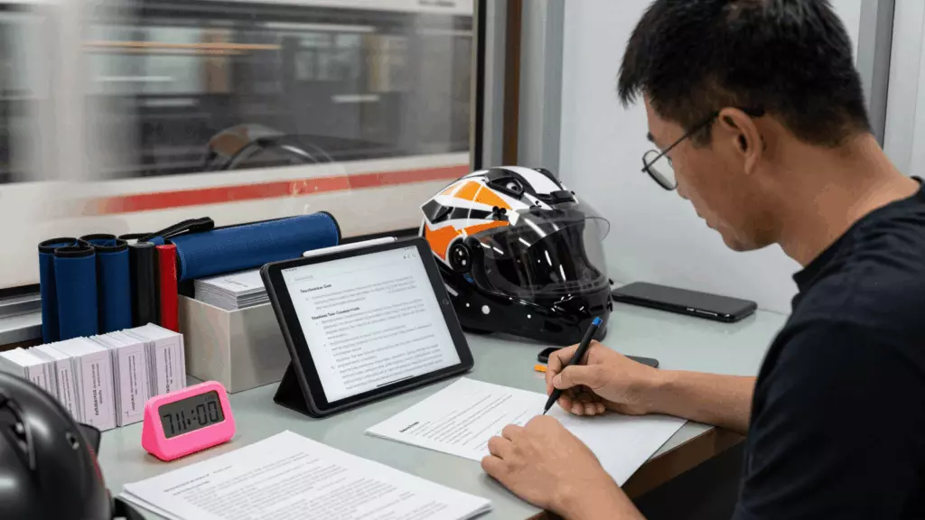 a Chinese woman in her late 20s working through 草稿