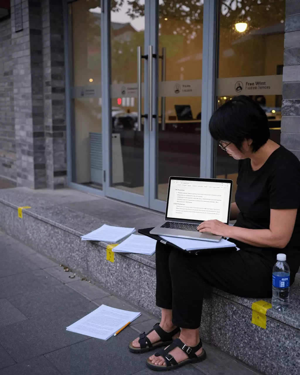 a Chinese woman in her late 20s preparing online for 免费雅思写作检查器:对于7级有用还是不够?