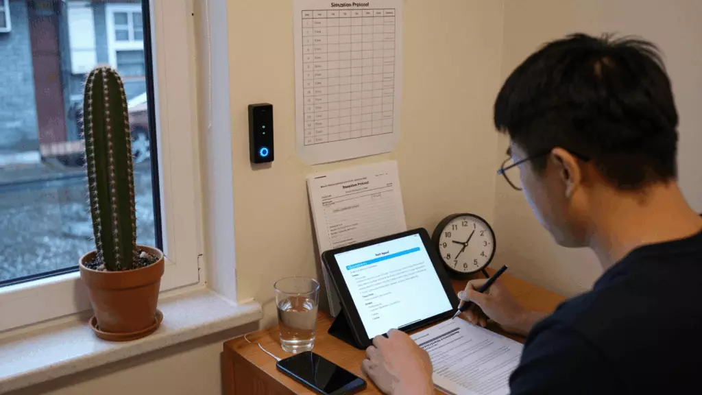 a Chinese woman in her late 20s working through 模拟