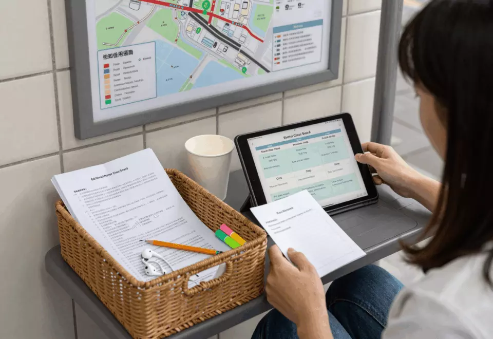 a Chinese woman in her late 20s choosing the next IELTS prep step online