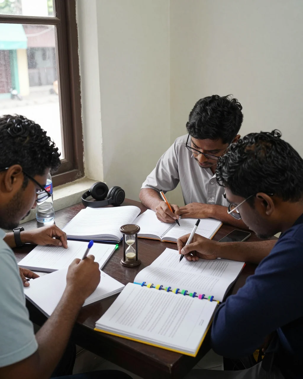 আইইএলটিএস শিক্ষার্থী একটি স্কোর রিপোর্ট এবং অধ্যয়ন পরিকল্পনা পর্যালোচনা করছে