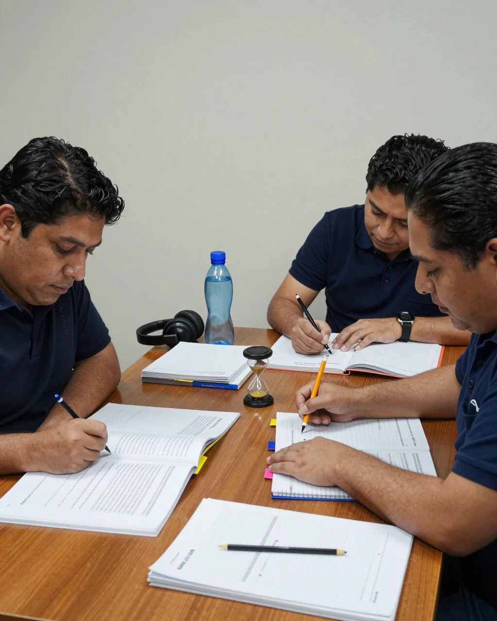 Alumno de IELTS estudiando un curso en línea con notas de lecciones y planes de módulos
