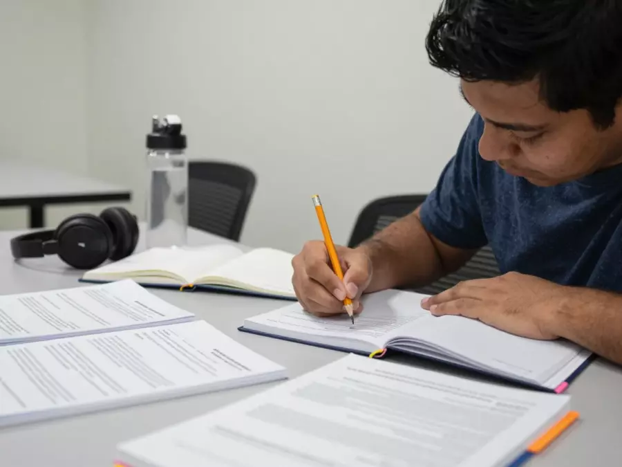 Plan de escritura académica IELTS con notas de datos de la Tarea 1 y mapa de argumentos de la Tarea 2