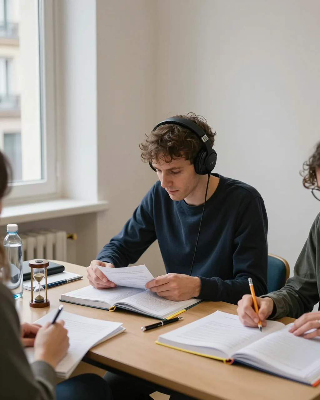 L'apprenant IELTS examine une feuille de route d'étude du groupe 7 avec des notes de module