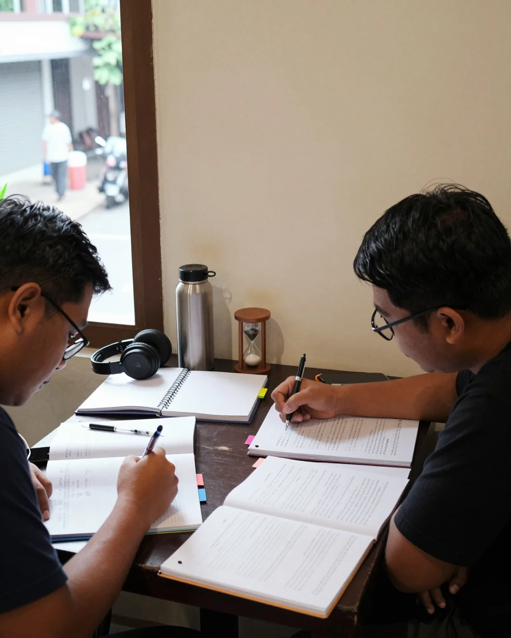 Pembelajar IELTS membandingkan pilihan kursus online dengan rencana skor target