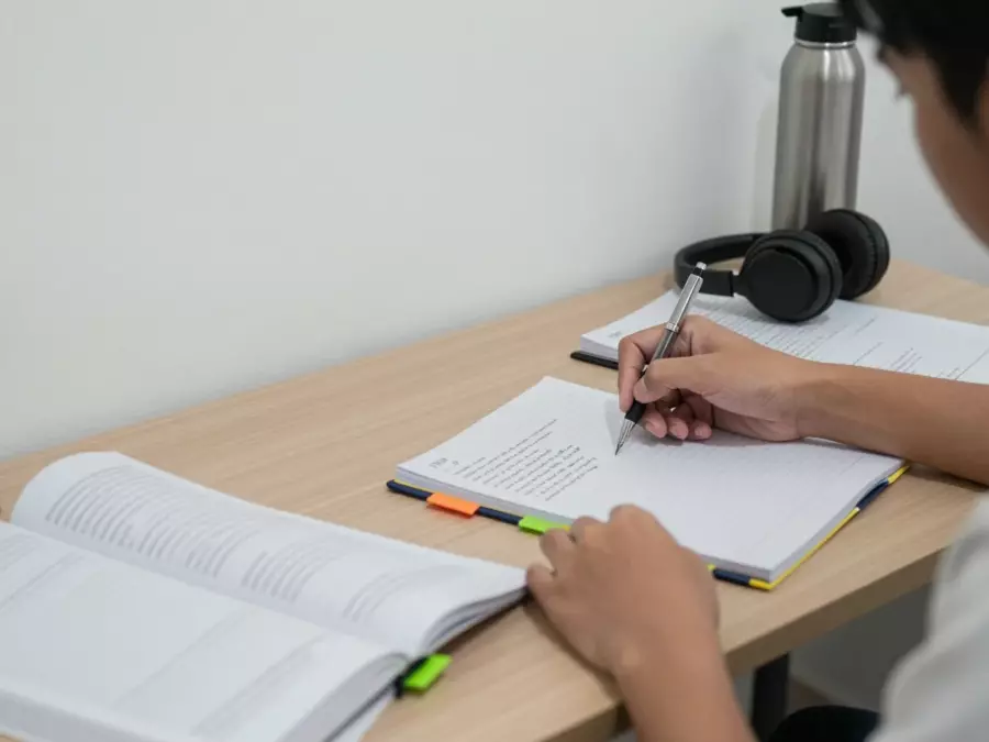 Empat folder modul IELTS disusun sebagai sistem kursus yang seimbang