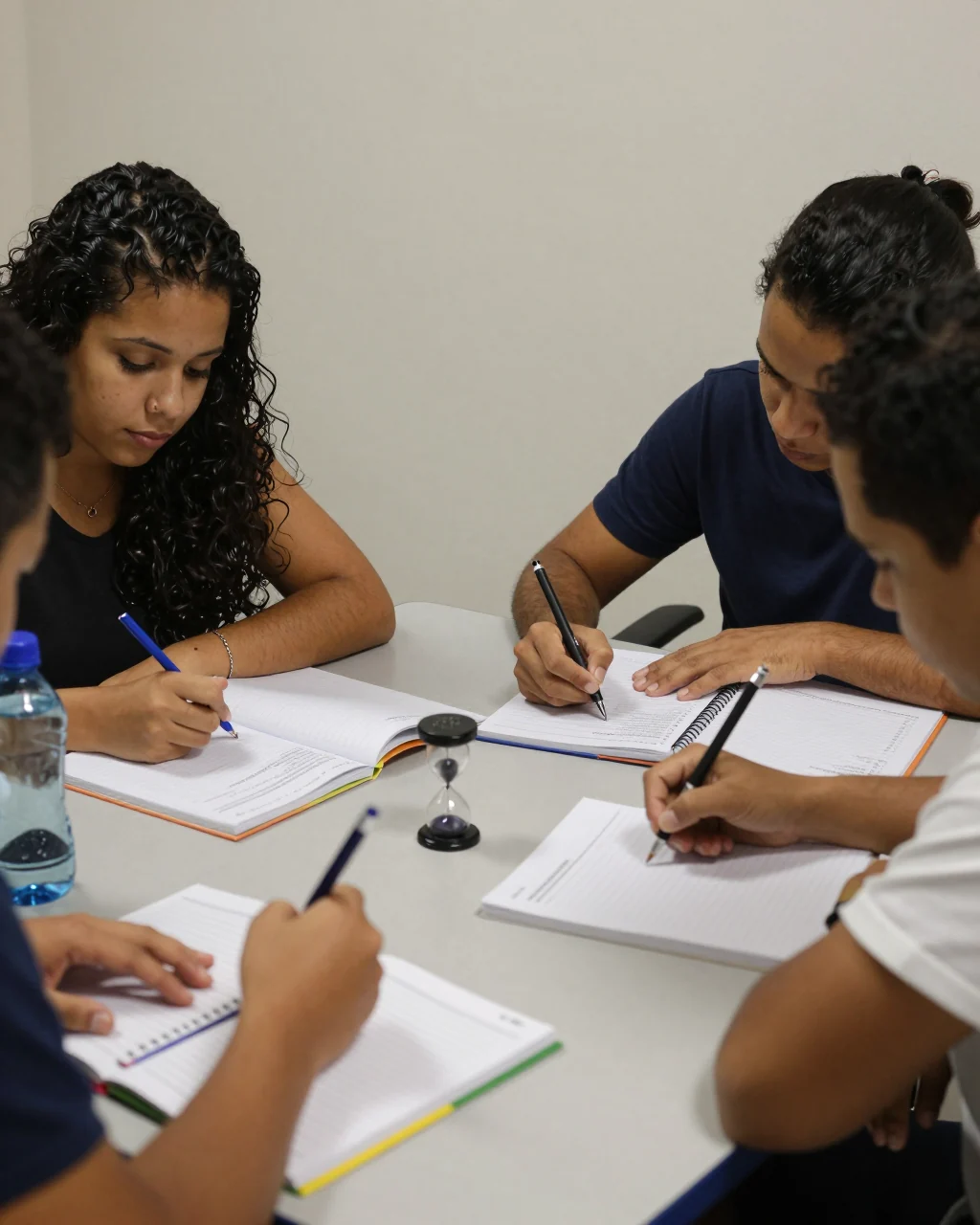 Aluno do IELTS estudando um curso on-line com notas de aula e módulo planos