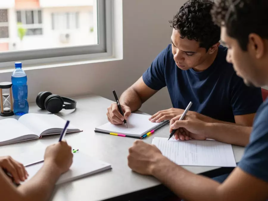Quatro pastas de módulos IELTS organizadas como um sistema de curso balanceado