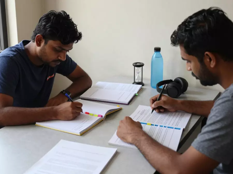 IELTS ගුරුවරයා රචනා කෙටුම්පතක් පිළිබඳ සවිස්තරාත්මක ප්රතිපෝෂණයක් ලබා දෙයි