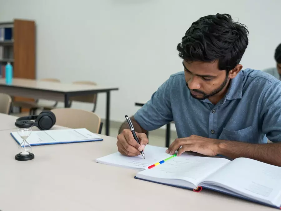 ஐஈஎல்டிஎஸ் ஆசிரியர் ஒரு கற்பவருடன் கட்டுரை அமைப்பு மற்றும் பணிக்கான பதிலைப் பற்றி விவாதிக்கிறார்