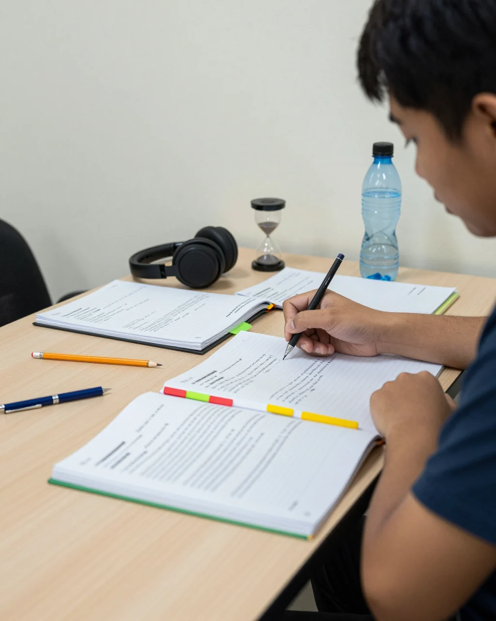 ผู้เรียน IELTS ที่กำลังศึกษาหลักสูตรออนไลน์พร้อมบันทึกบทเรียนและโมดูล แผนงาน