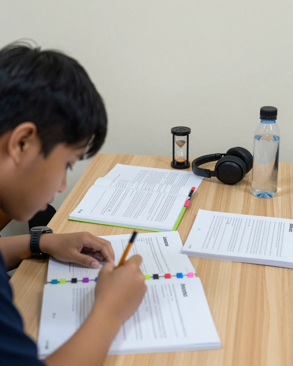 Người học IELTS đang theo học một khóa học trực tuyến có bài học ghi chú và kế hoạch mô-đun