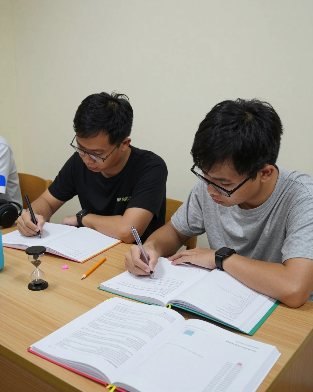 Học viên IELTS mới bắt đầu lập kế hoạch học tập hàng tuần với sổ ghi chép và tài liệu thực hành