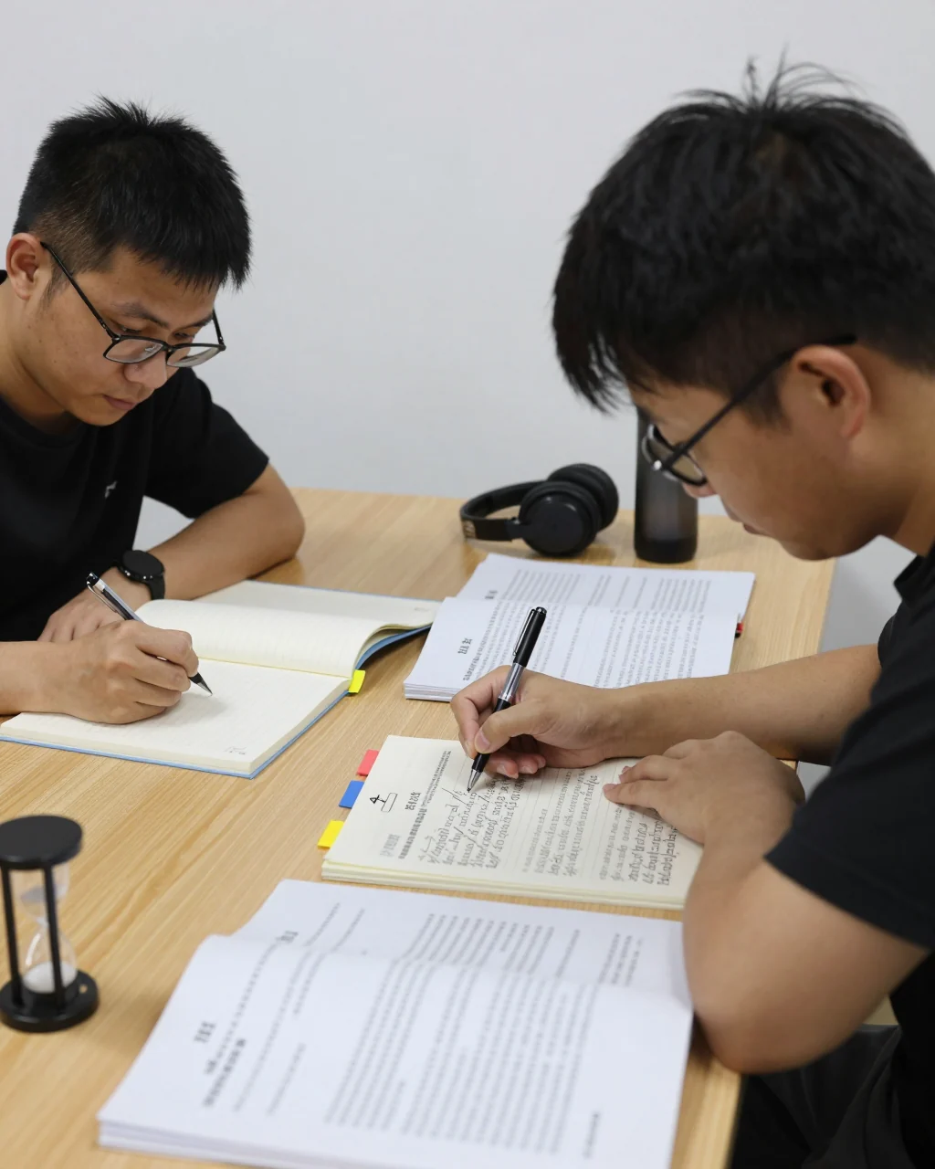 学习者在学习笔记本和笔记本电脑旁边比较雅思课程费用选项